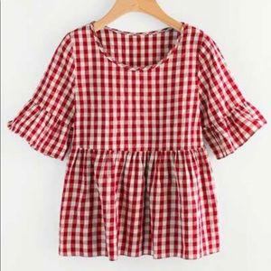 Gingham Babydoll Blouse